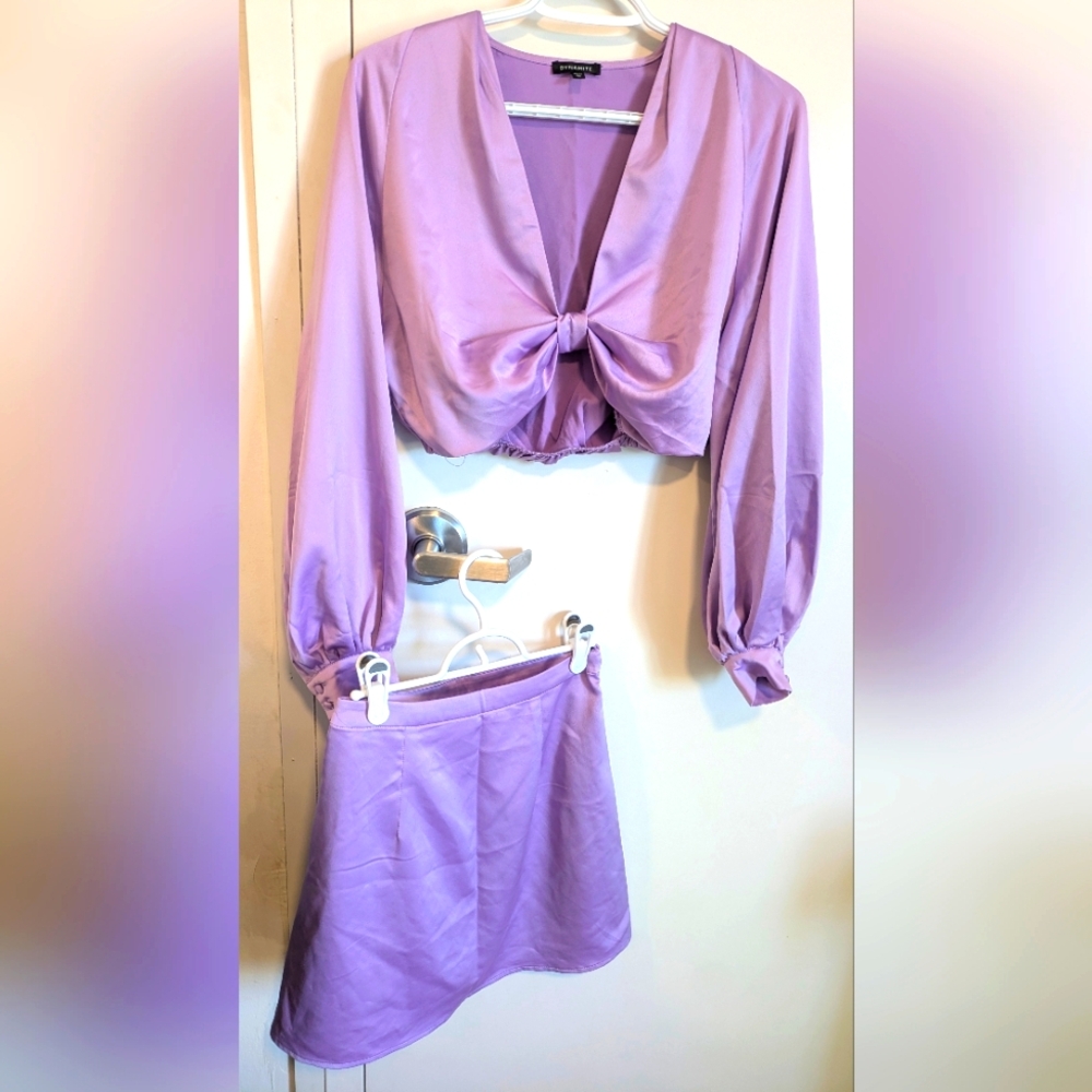 Lavender Women's Skirt And Top 2 Piece Set